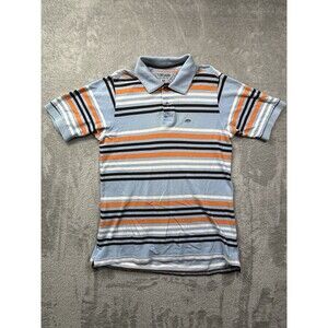 Ecko Unltd Men’s Medium Striped Polo Shirt Blue Orange Brown Cotton